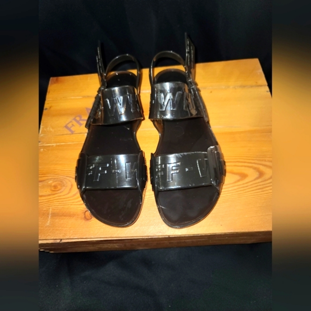 Off-White Black Sandals with Logo Detail